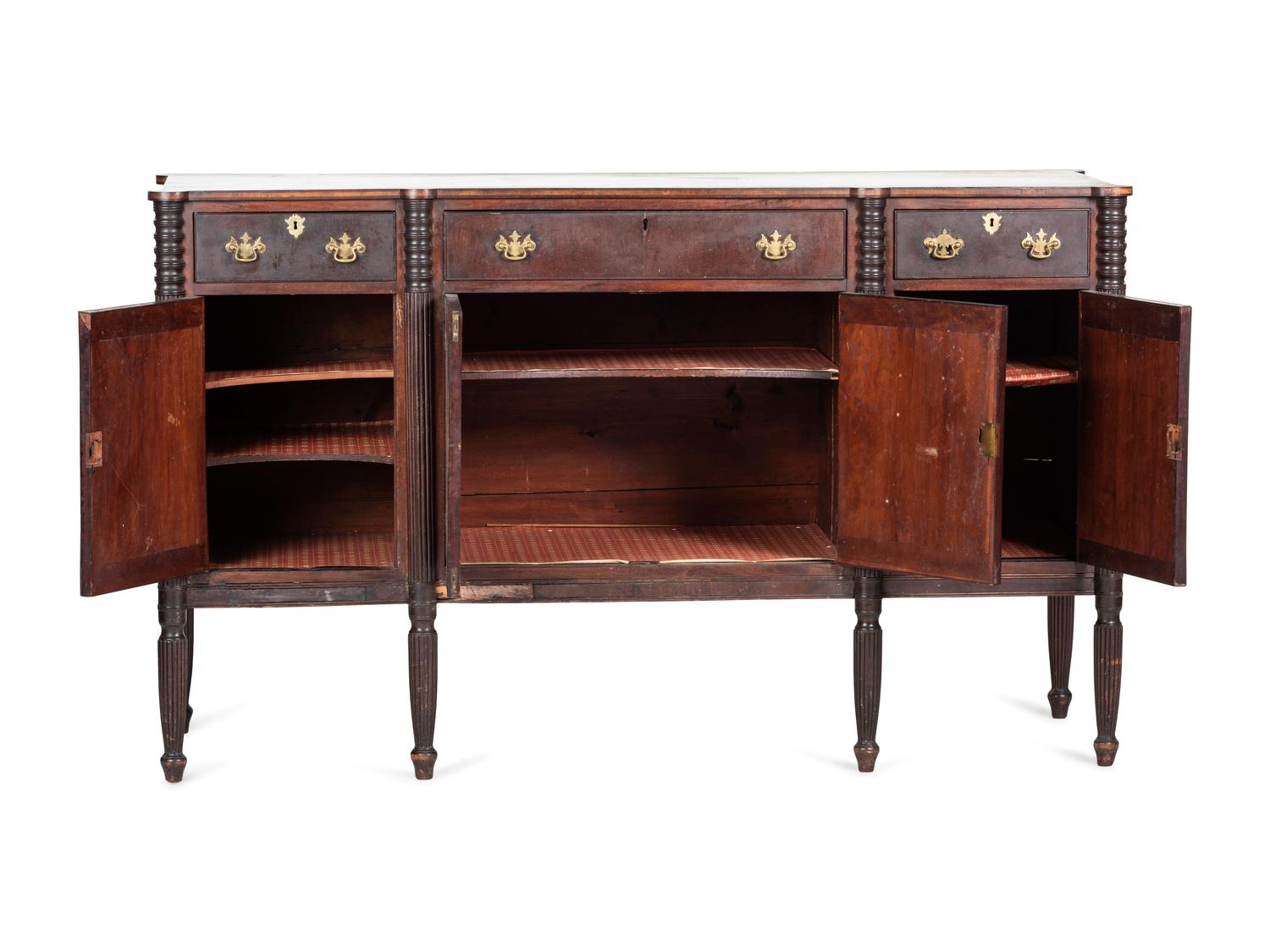 A Late Federal Mahogany Step-Back Sideboard