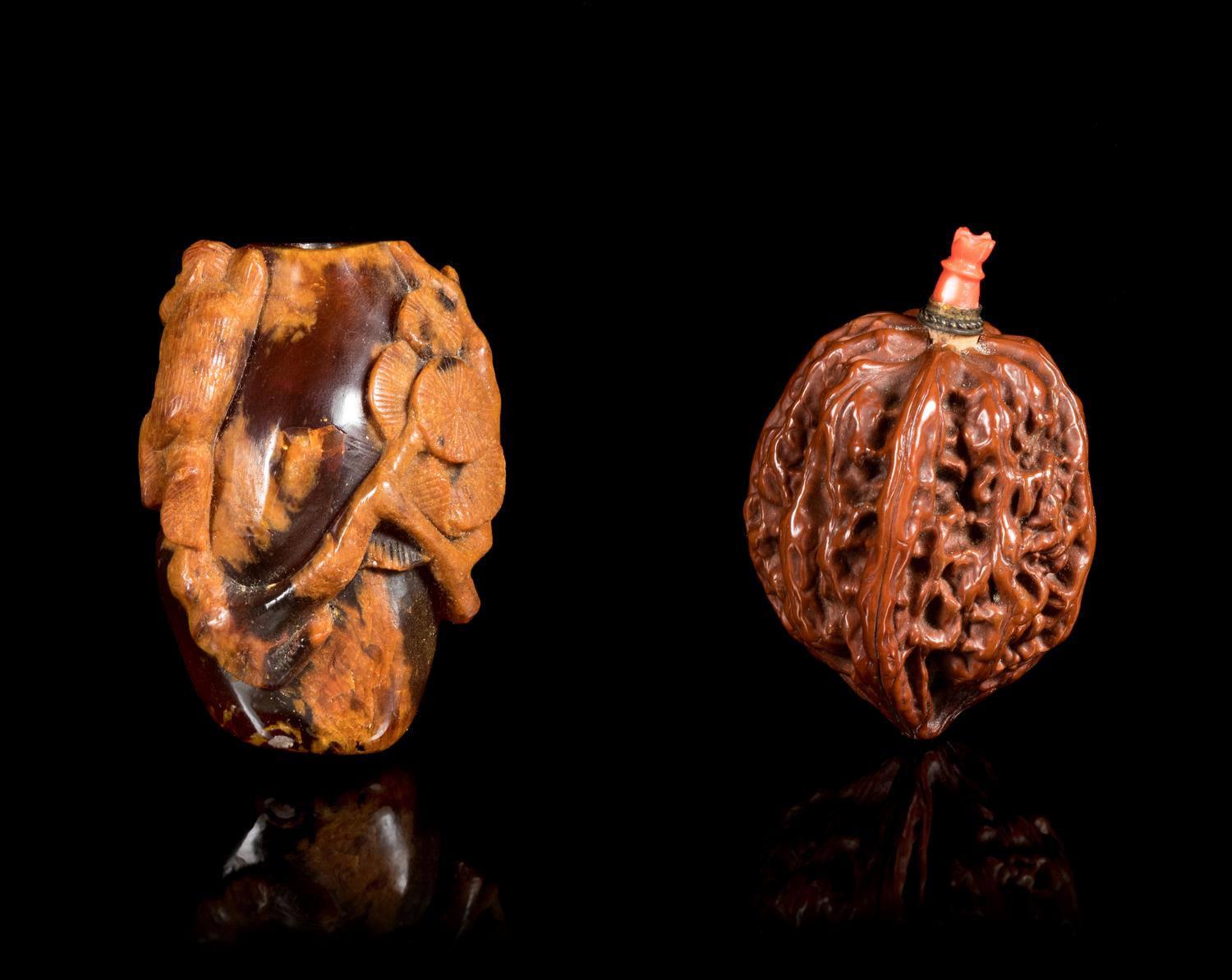 Two Snuff Bottles Height of taller 2 1/4 inches. — LATE 19TH/EARLY 20TH CENTURY