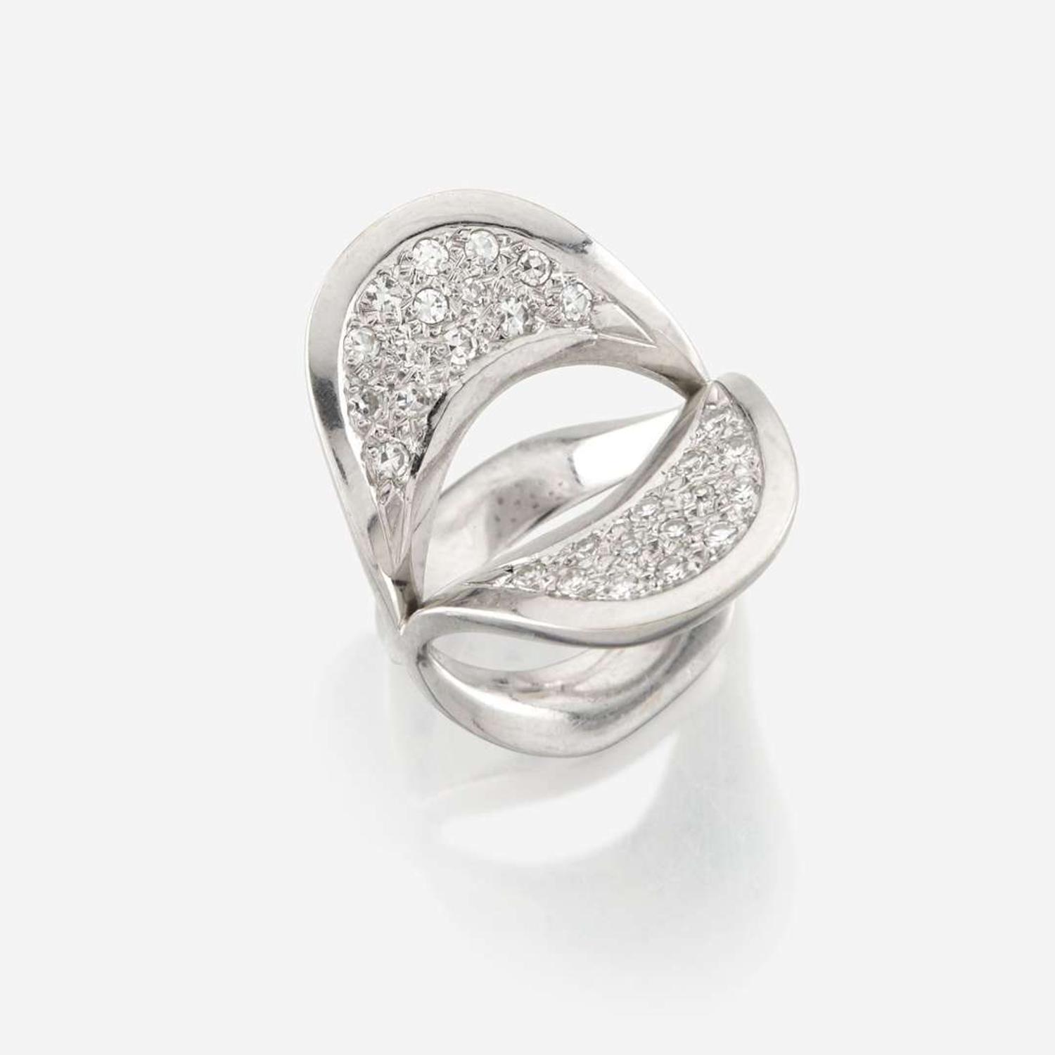 A platinum and diamond ring