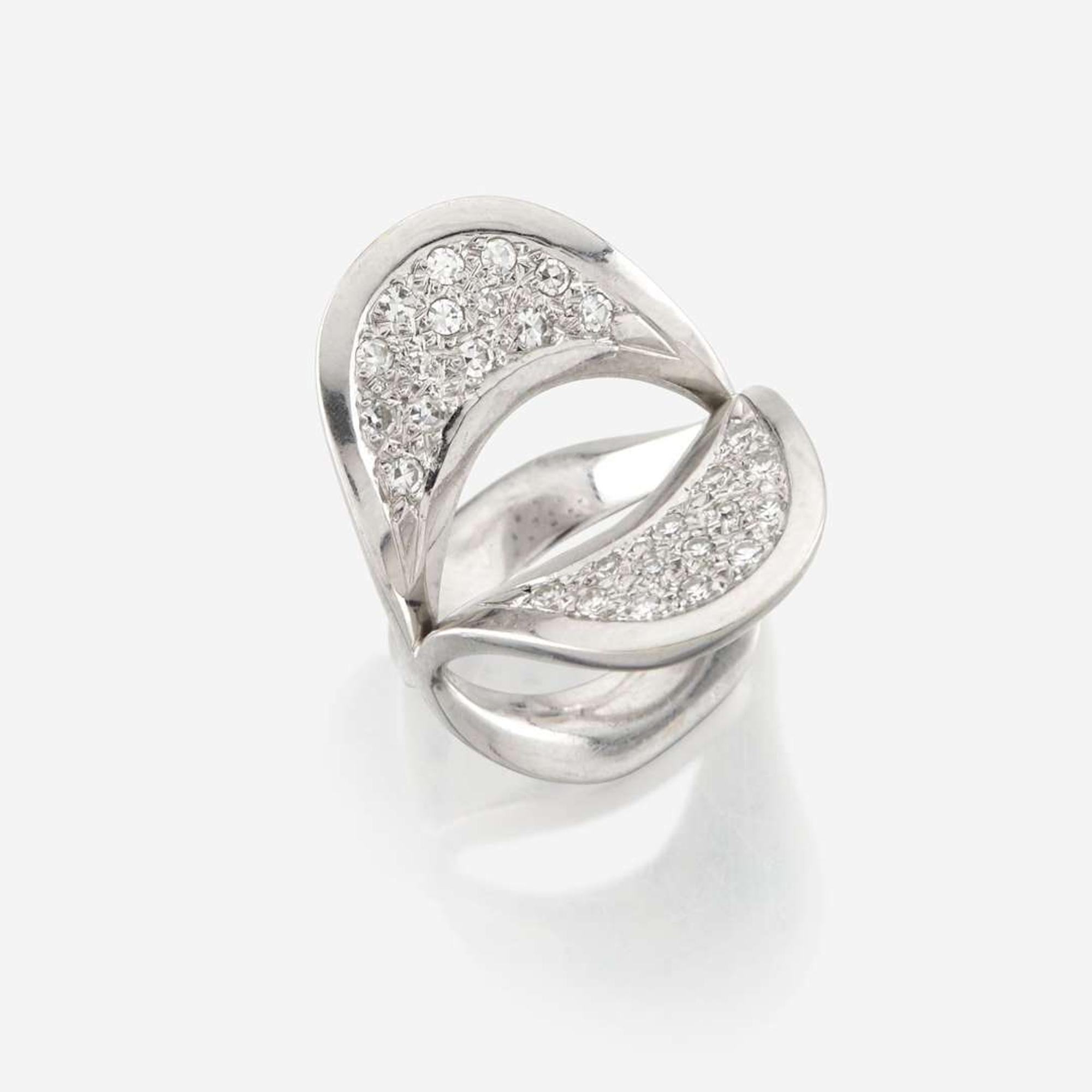 A platinum and diamond ring
