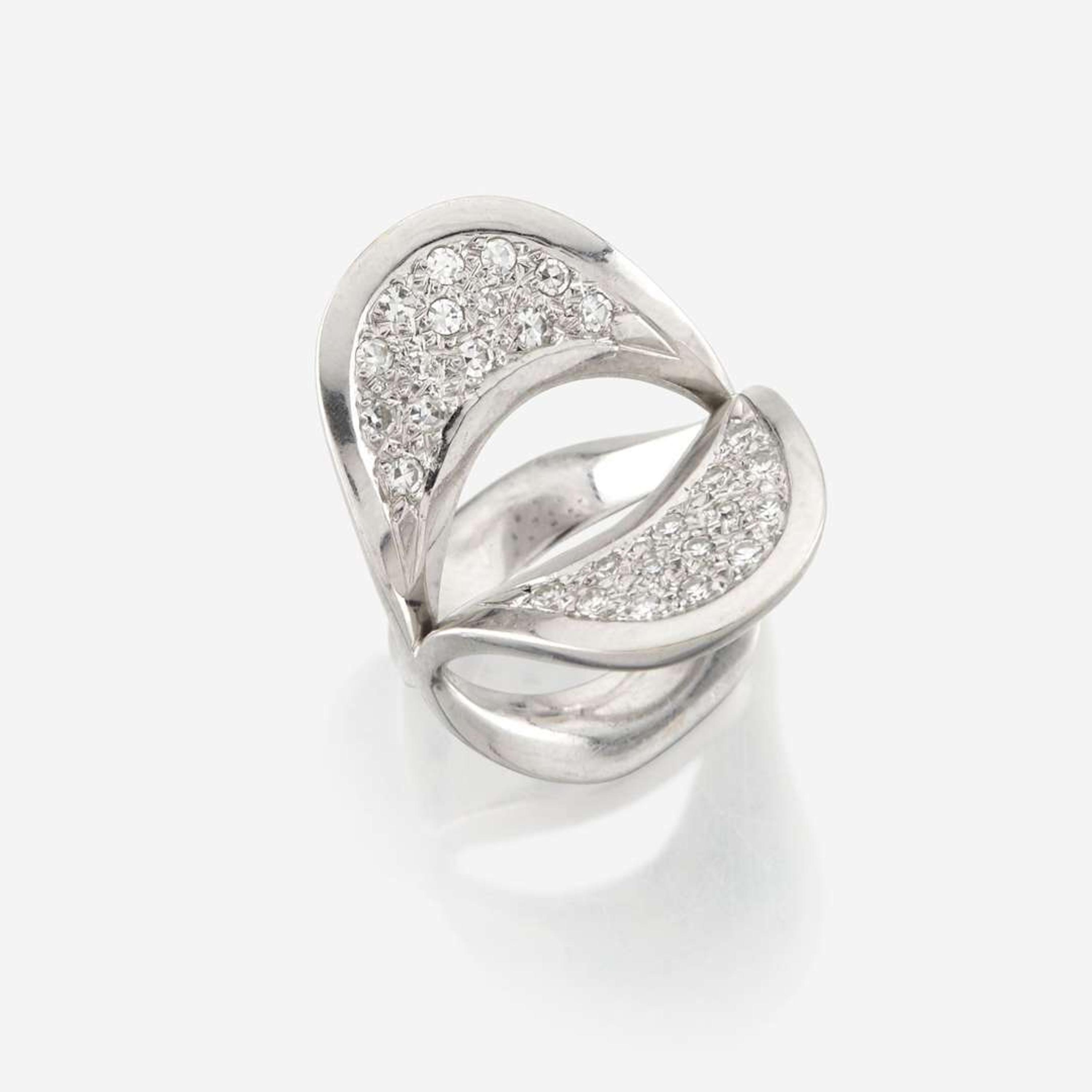 A platinum and diamond ring