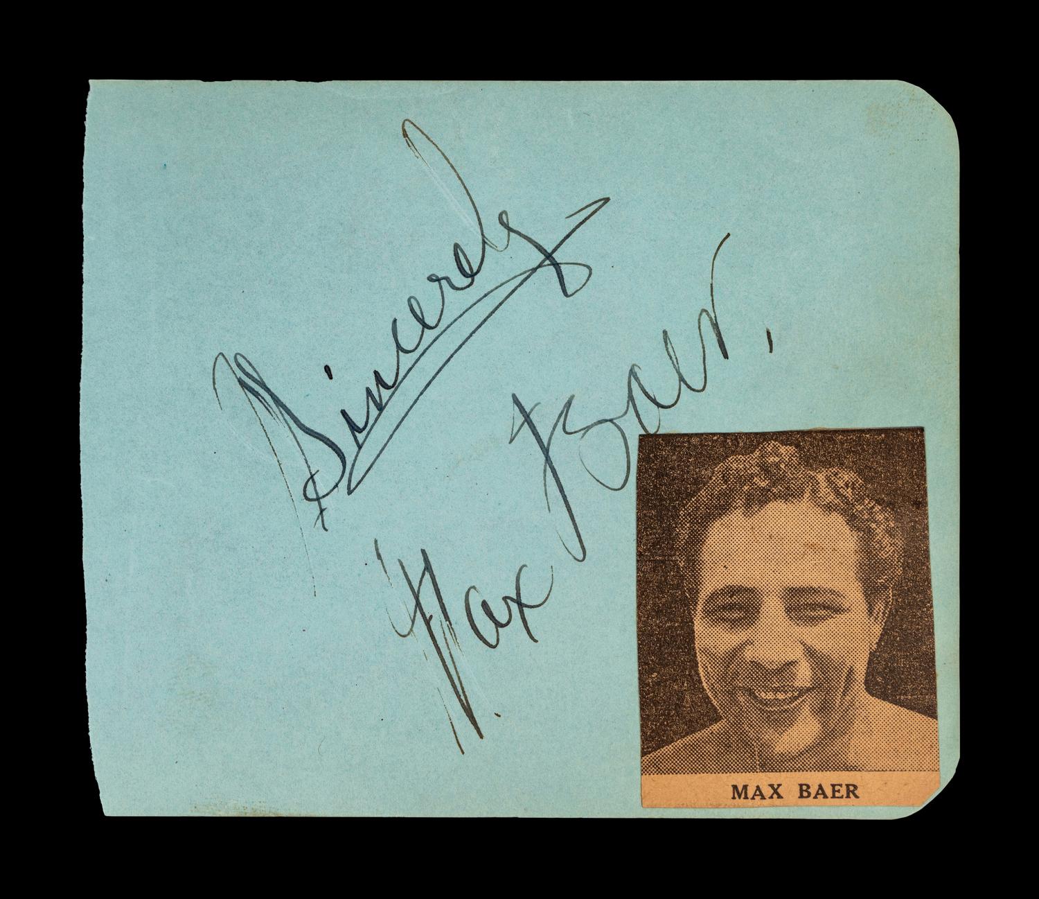 A Group of Heavyweight Champion James J. Braddock, Joe Louis, Max Schmeiling, Max Baer, Ezzard Charles and Jack Sharkey Signed Autographs,