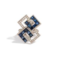 DIAMOND AND SAPPHIRE RING