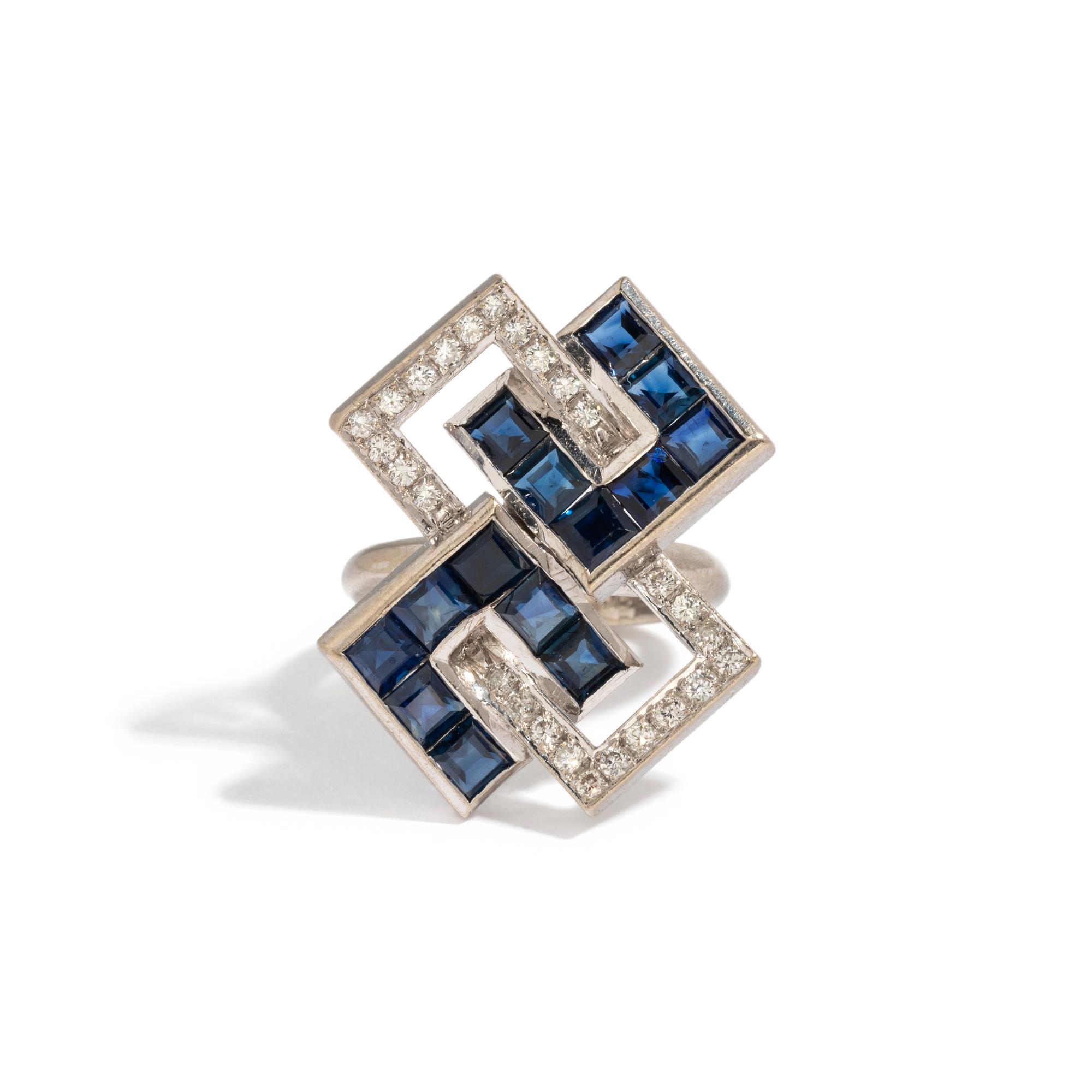 DIAMOND AND SAPPHIRE RING