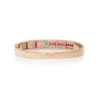 RUBY, SAPPHIRE, EMERALD, AND DIAMOND BANGLE BRACELET