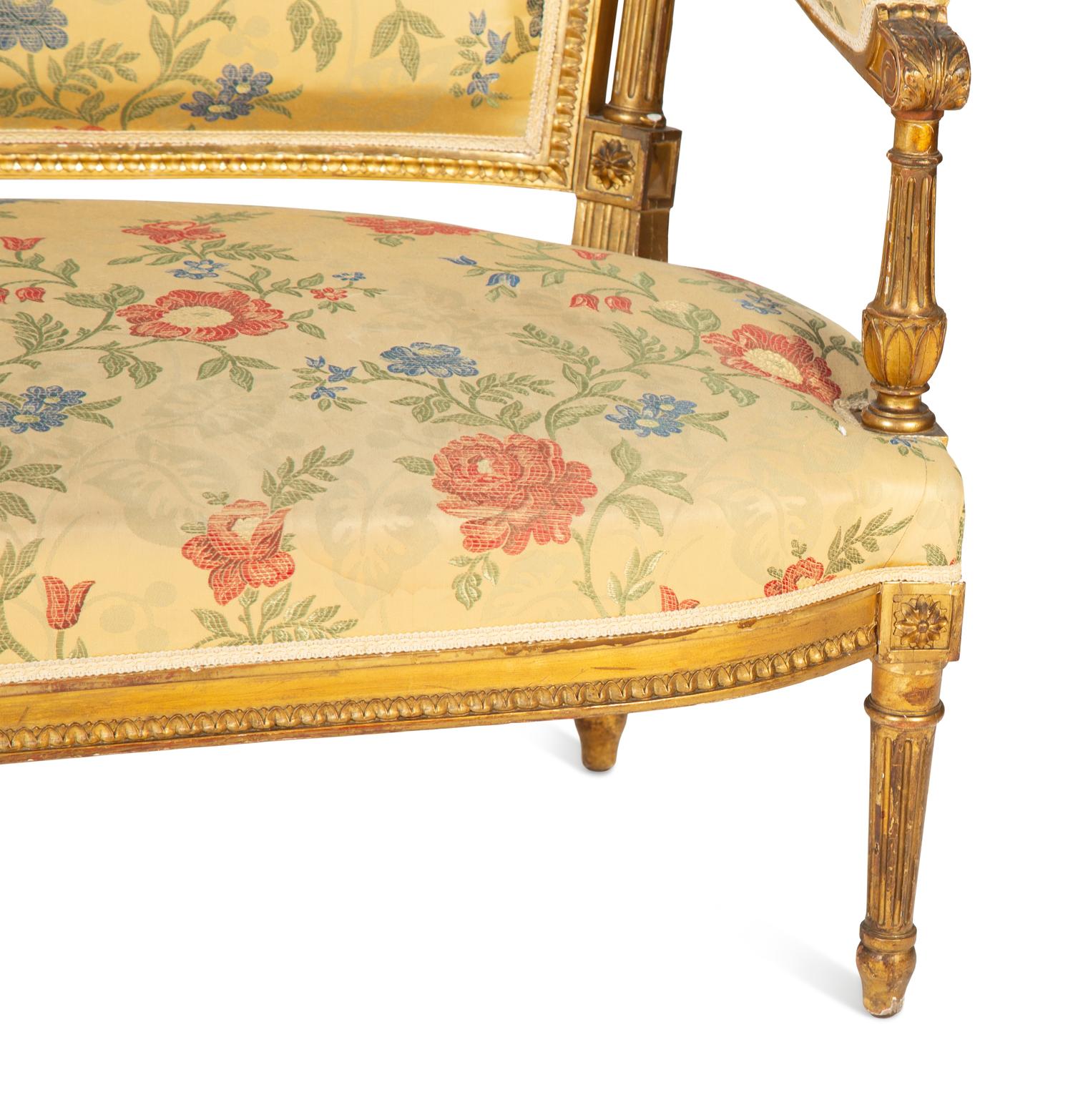A Louis XVI Style Giltwood Settee — 19TH CENTURY
