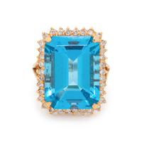 BLUE TOPAZ AND DIAMOND RING