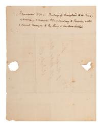 MADISON, James (1751-1836). Autograph note unsigned, nominating William Pinkney to a diplomatic position. With free-franked address leaf to verso.