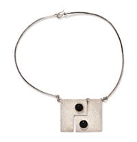 An Oswaldo Guayasamin Silvertone Modernist Kinetic Necklace.