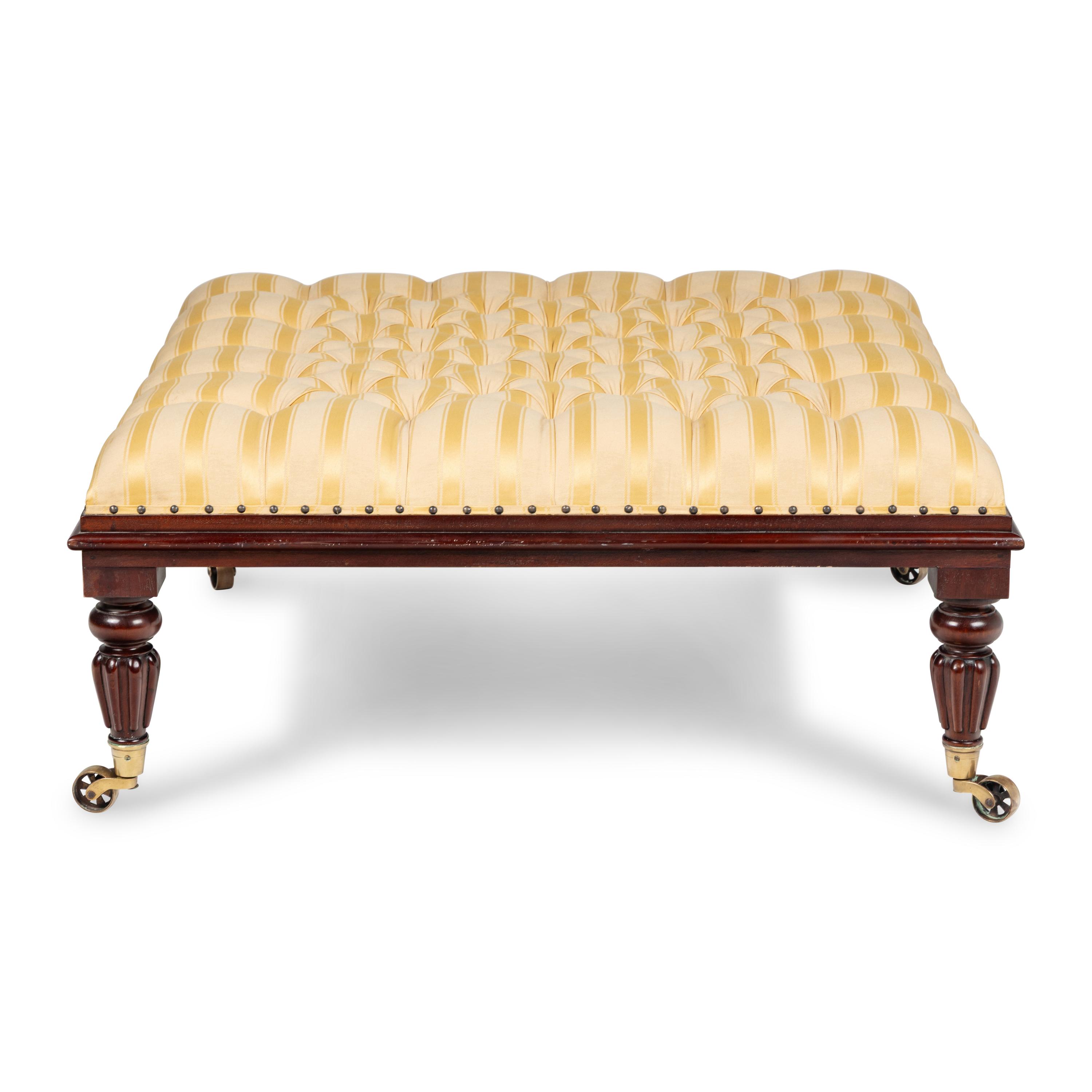 A Large William IV Style Button-Tufted Ottoman
