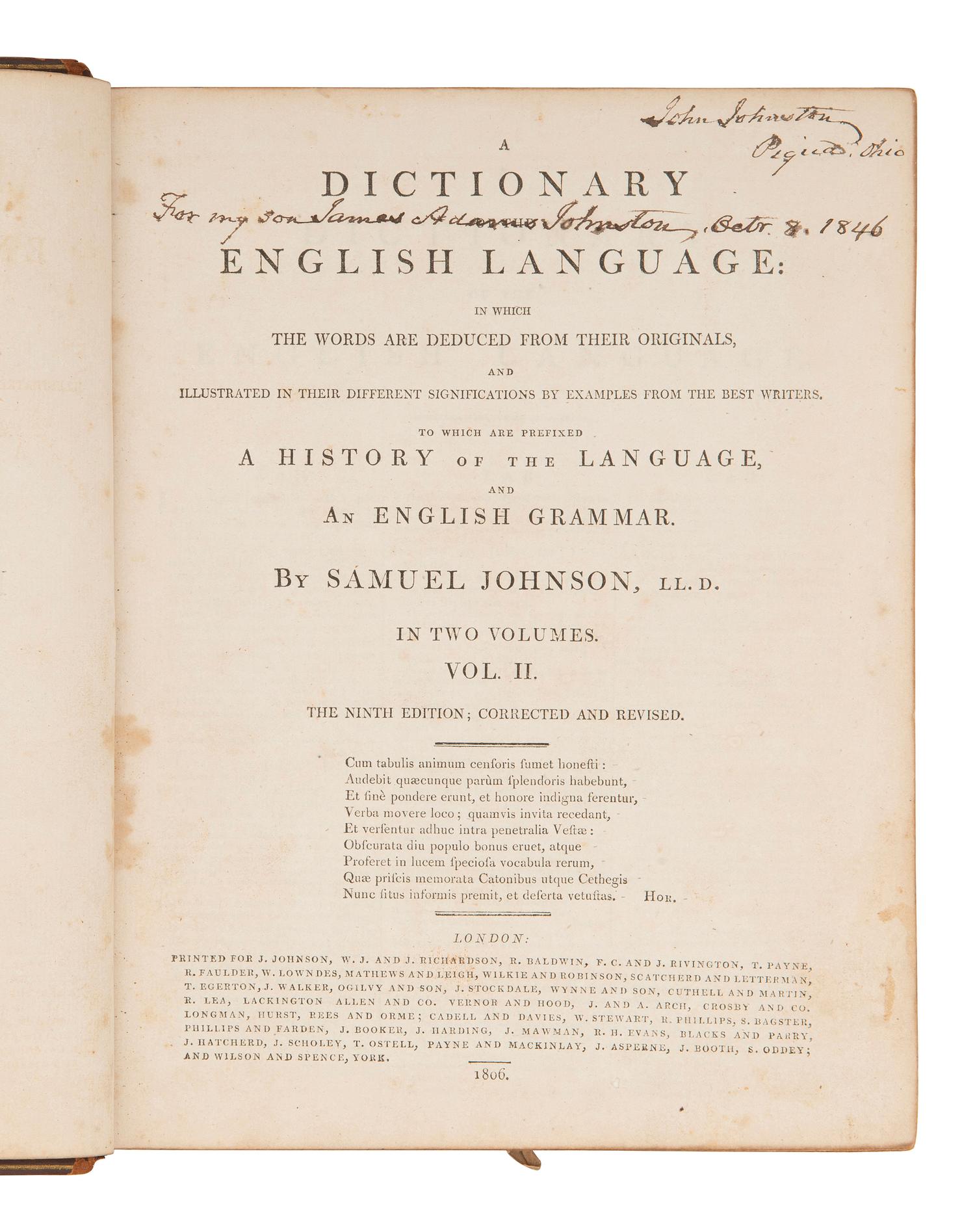 [JOHNSTON, John (1775-1861), his copies]. Early Indian Affairs and Ohio Valley sammelbands and books of Indian Agent John Johnston.