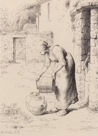 Jean-Francois Millet, (French, 1814-1875), Femme Vidant un Seau