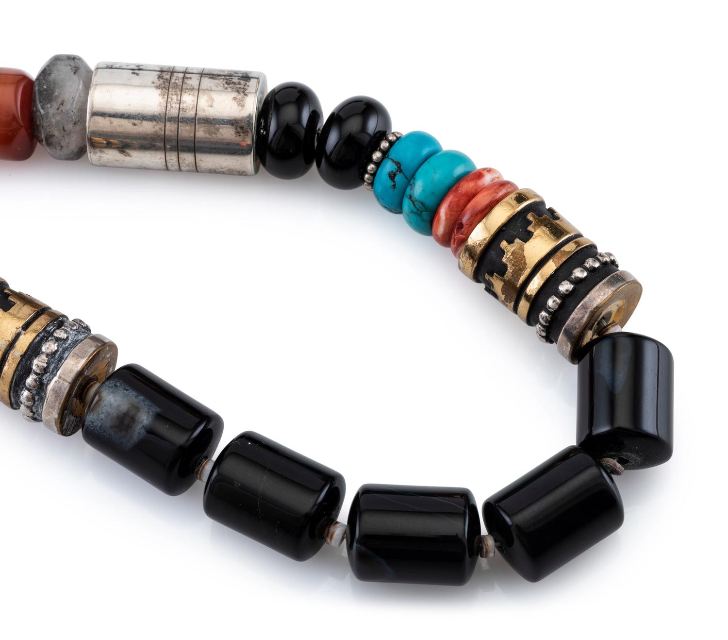 Pair of Single-strand Necklaces, with Gold Accents