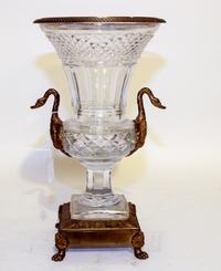 An Empire Style Gilt Bronze Mounted Cut Glass Vase. Height 15 inches.