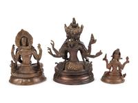 Three Asian Bronze Figures of Bodhisattva