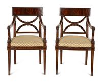 A Pair of Regency Style Mahogany Open Armchairs — 20th Century