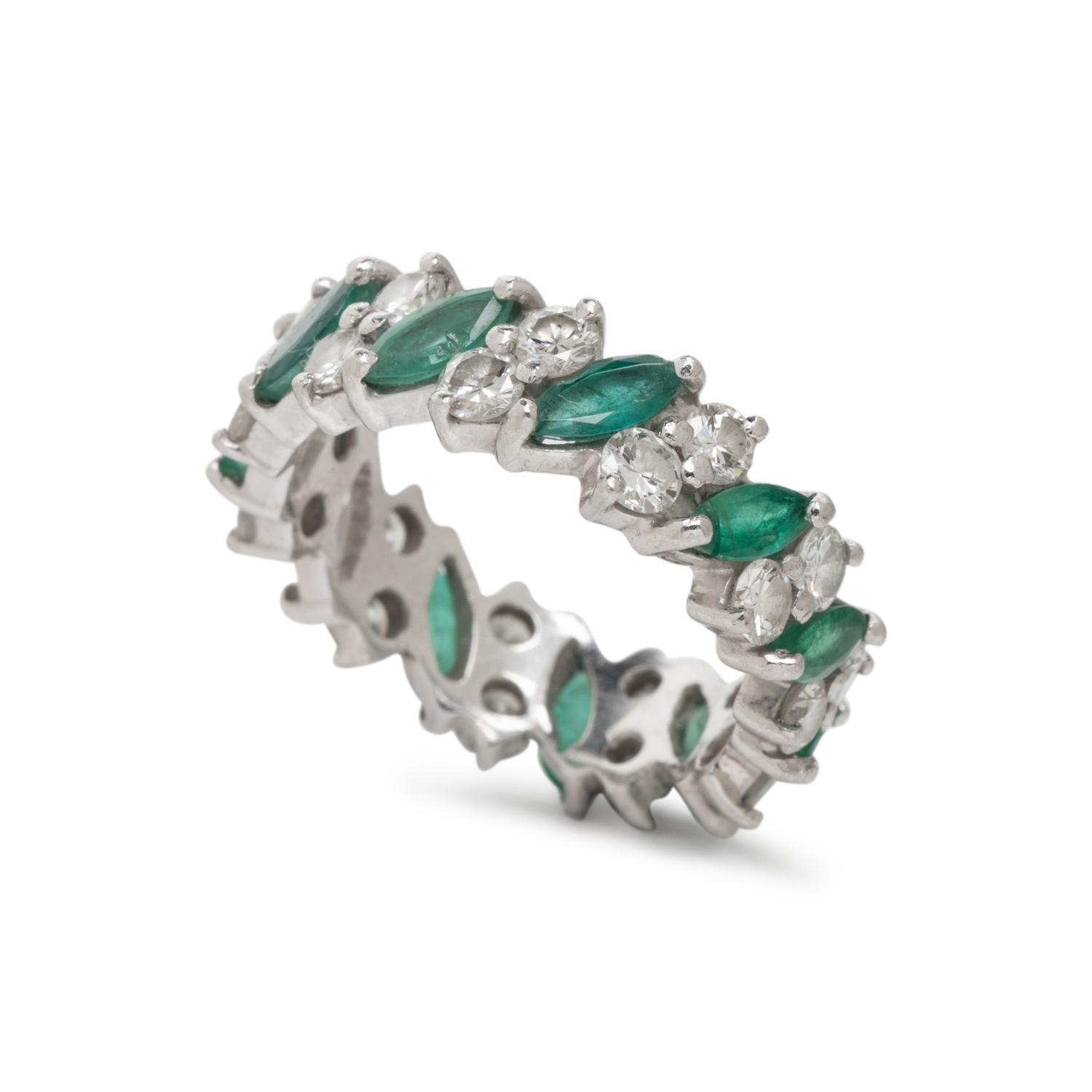 EMERALD AND DIAMOND ETERNITY BAND