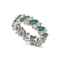 EMERALD AND DIAMOND ETERNITY BAND