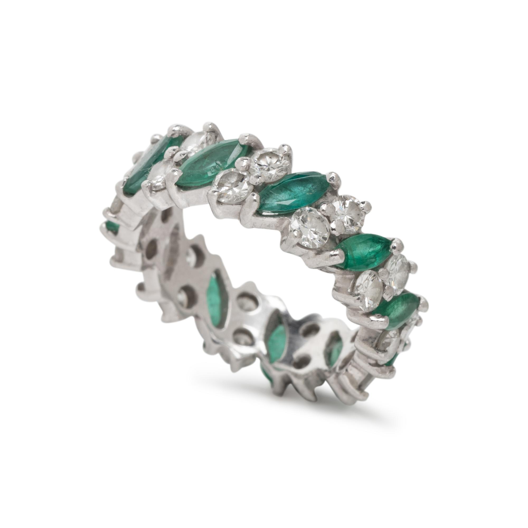 EMERALD AND DIAMOND ETERNITY BAND