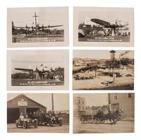 [EARLY PHOTOGRAPHY] -- [TRANSPORTATION]. A group of 23 real photo postcards of trains, ships, airplanes, automobiles, wrecks, and more.