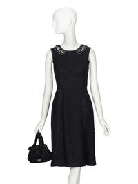 Prada, Black Tweed Dress & Nylon Handbag