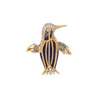 TIFFANY & CO., LAPIS LAZULI, DIAMOND, AND EMERALD PENGUIN BROOCH