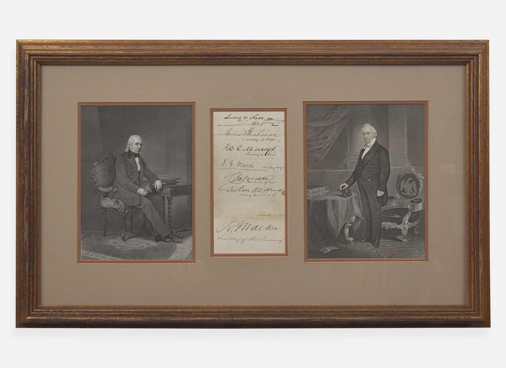 [Presidential] Polk, James K., and James Buchanan, et al. : Autograph Sheet of President James K. Polk and His Cabinet