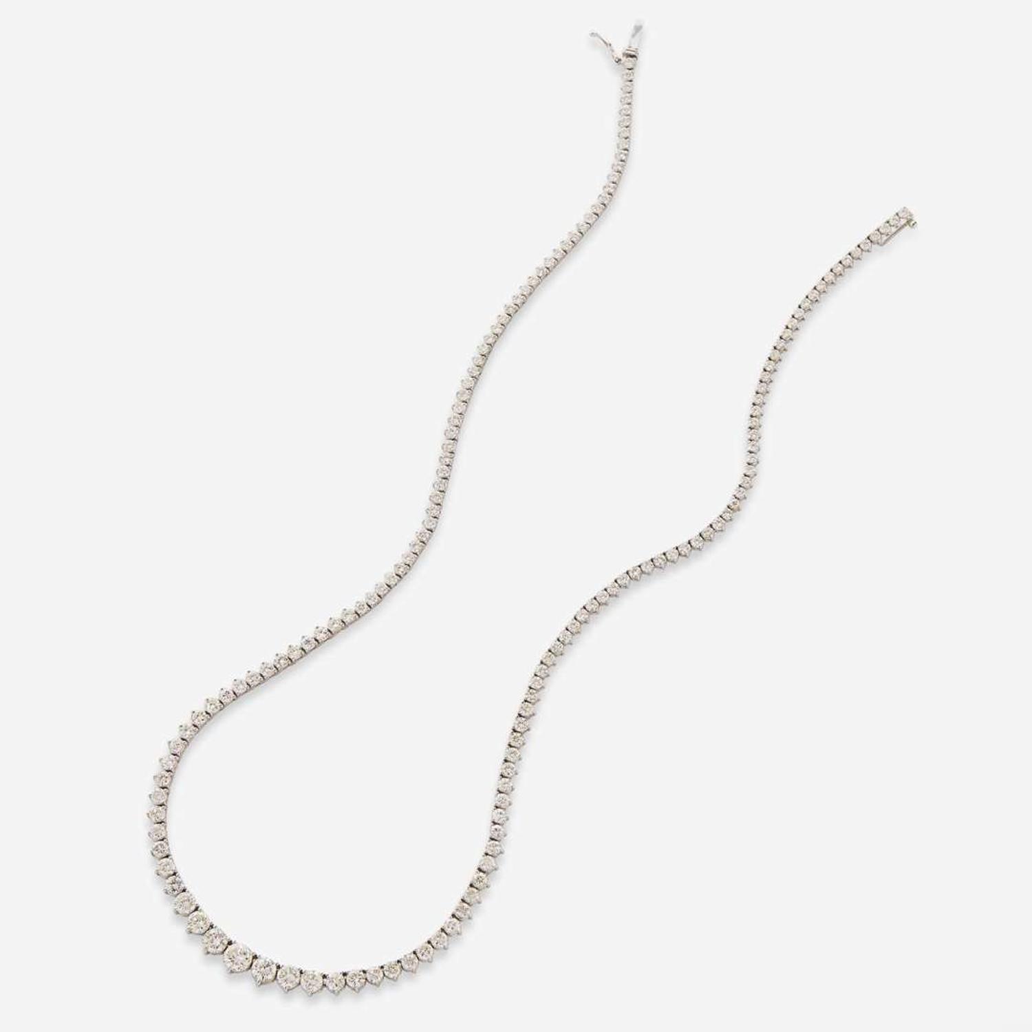 A Diamond and 14K White Gold Rivière Necklace
