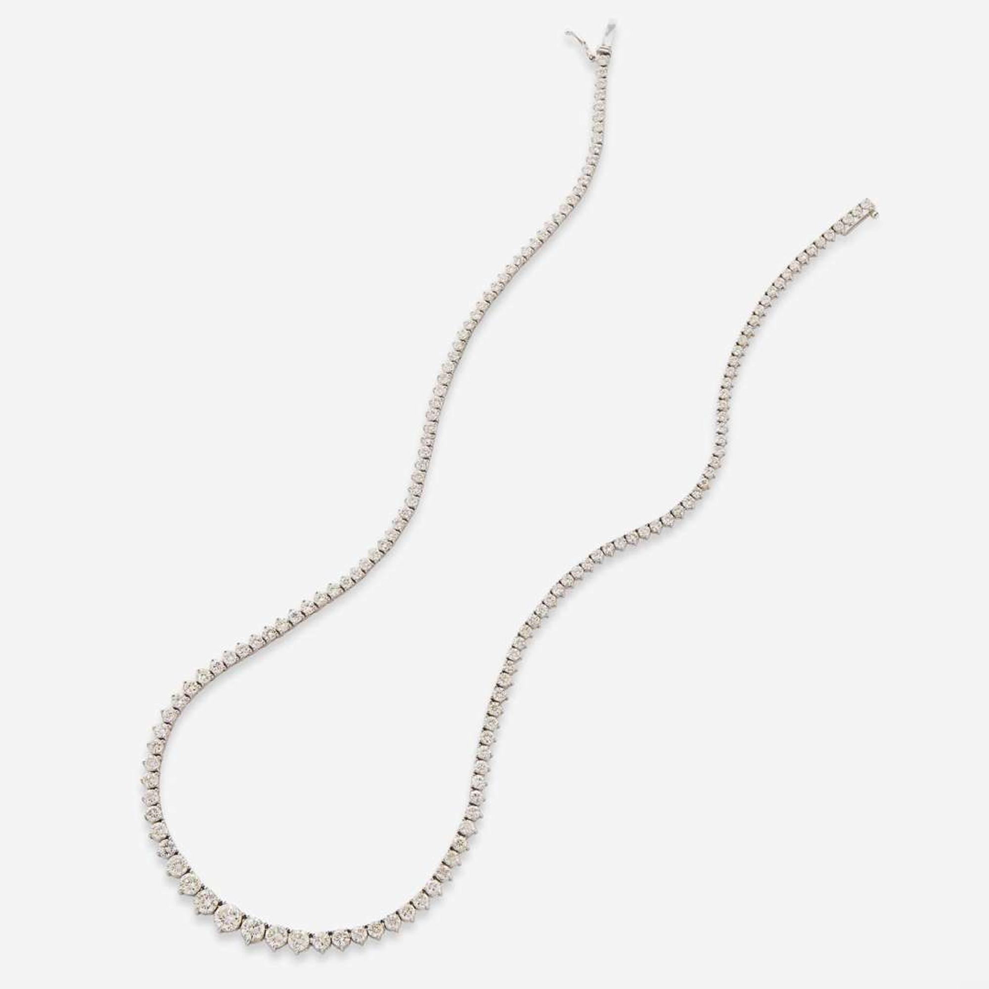 A Diamond and 14K White Gold Rivière Necklace