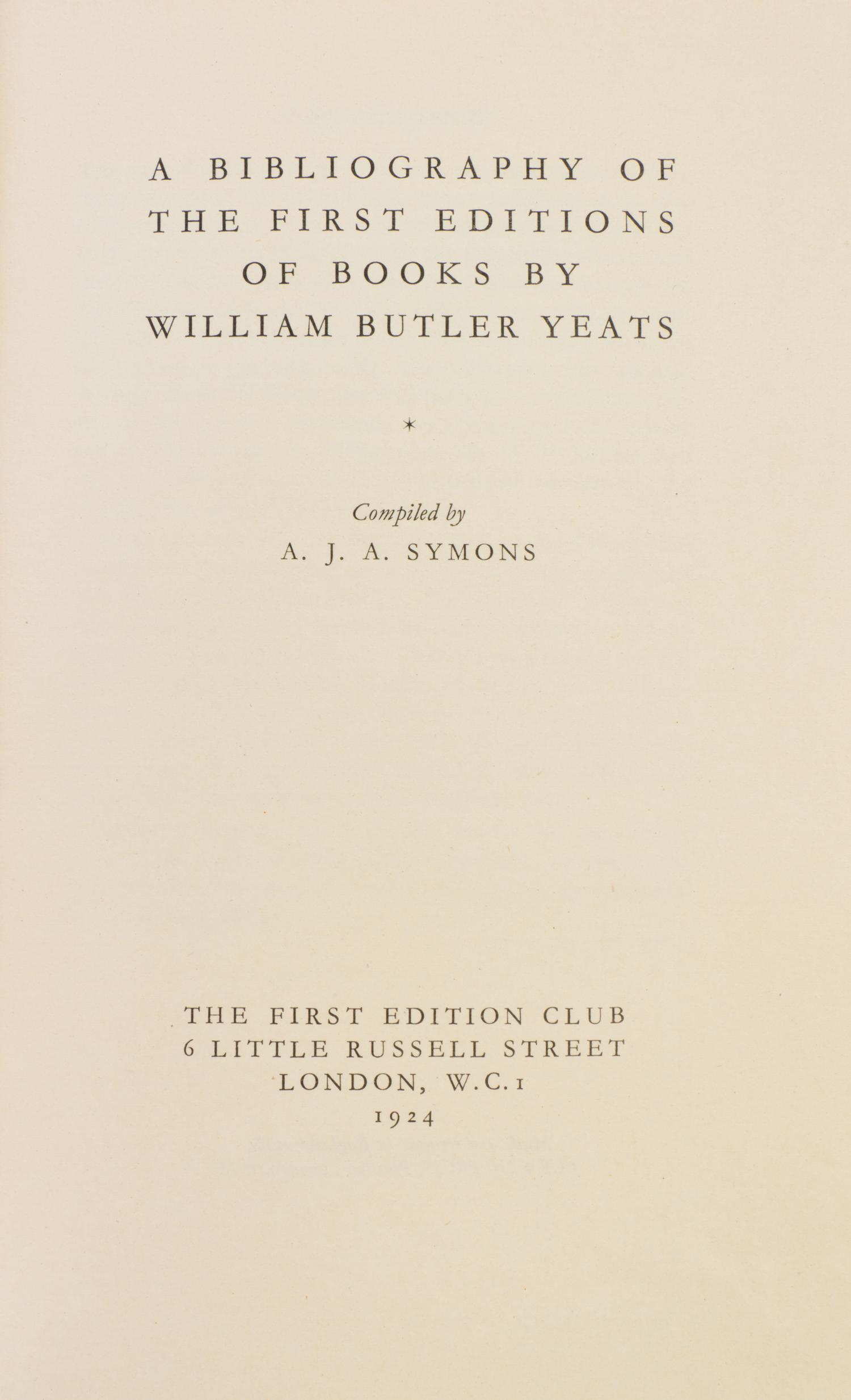 (POETRY) YEATS, WILLIAM BUTLER. October Blast: Poems. Dublin, 1927. With 2 other copies.