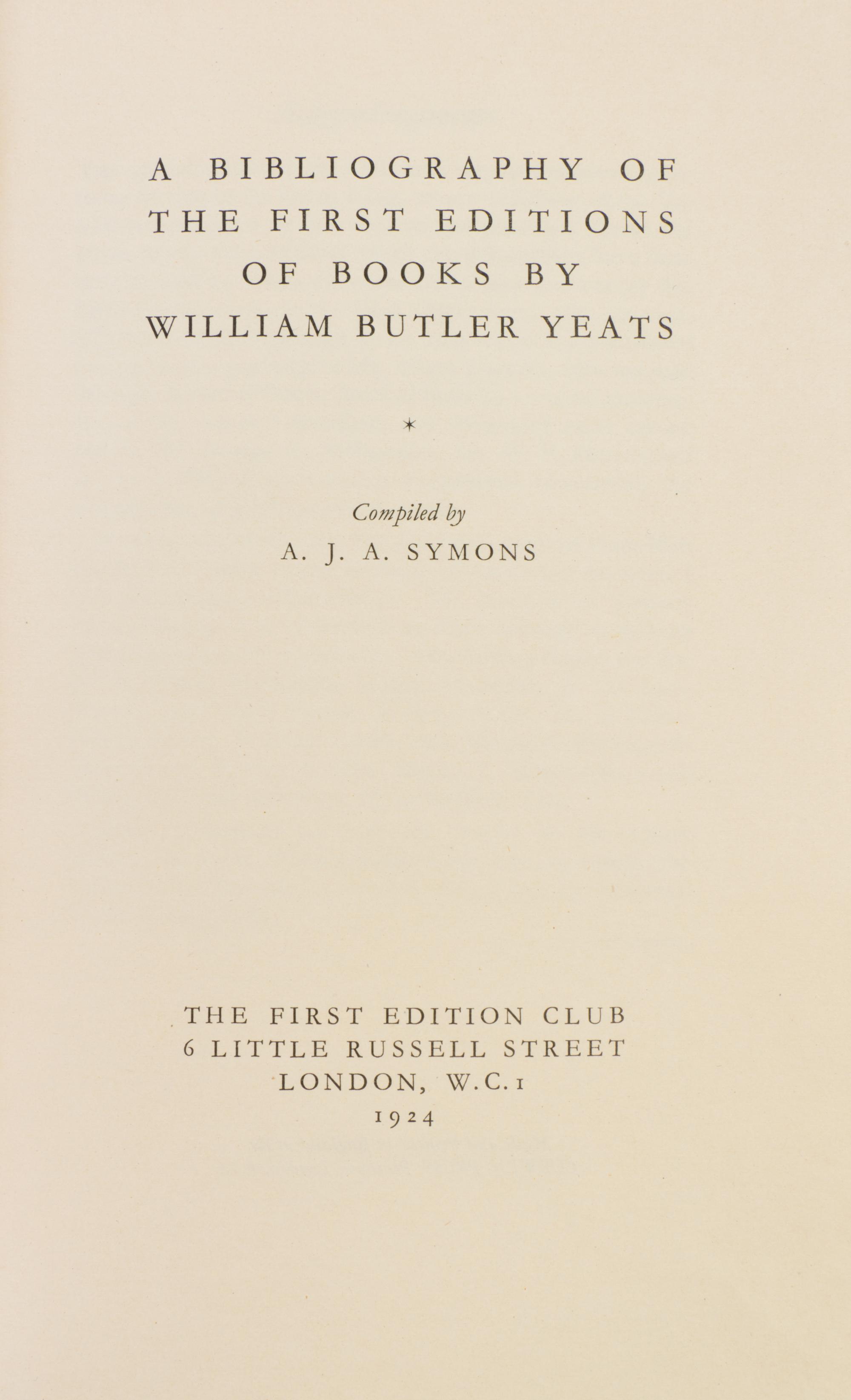 (POETRY) YEATS, WILLIAM BUTLER. October Blast: Poems. Dublin, 1927. With 2 other copies.