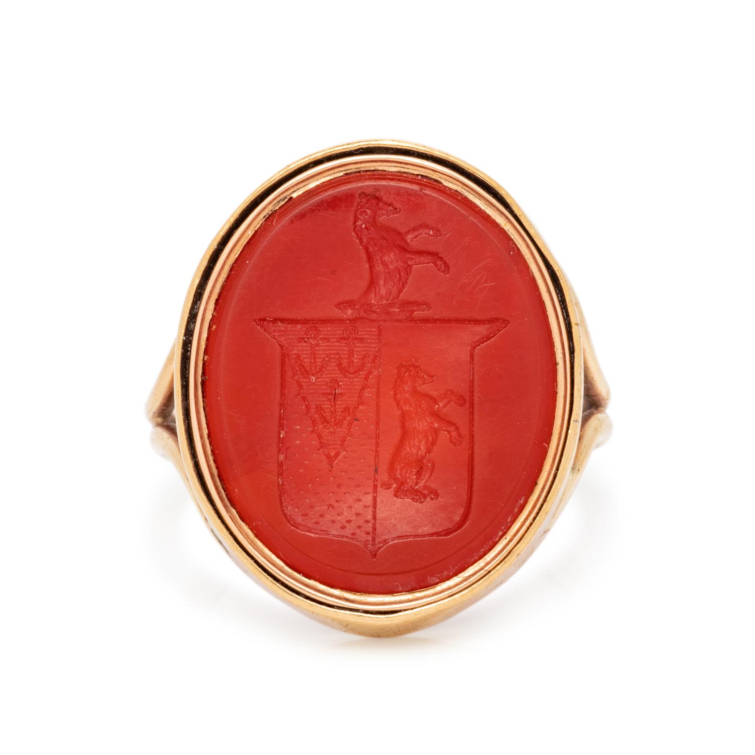ROSE GOLD AND CARNELIAN INTAGLIO RING