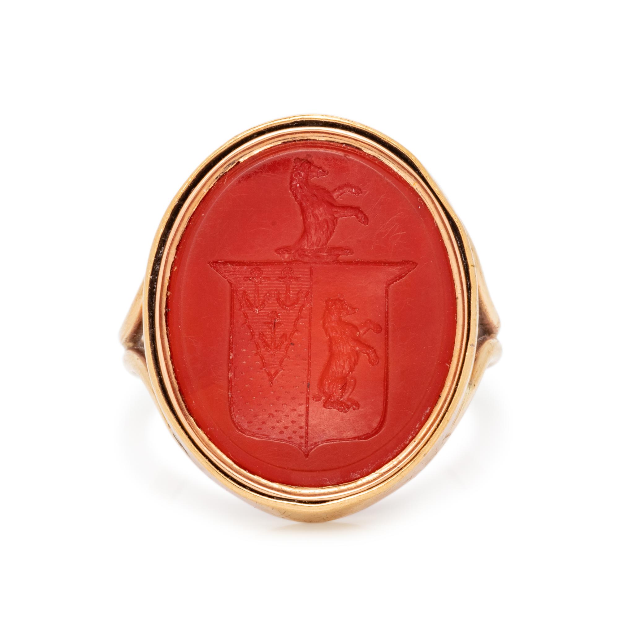 ROSE GOLD AND CARNELIAN INTAGLIO RING