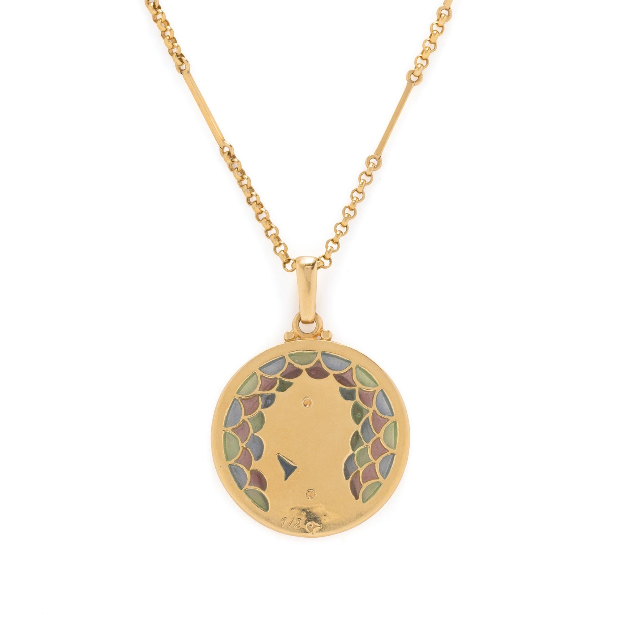 ART NOUVEAU, YELLOW GOLD AND PLIQUE- À-JOUR ENAMEL PENDANT NECKLACE