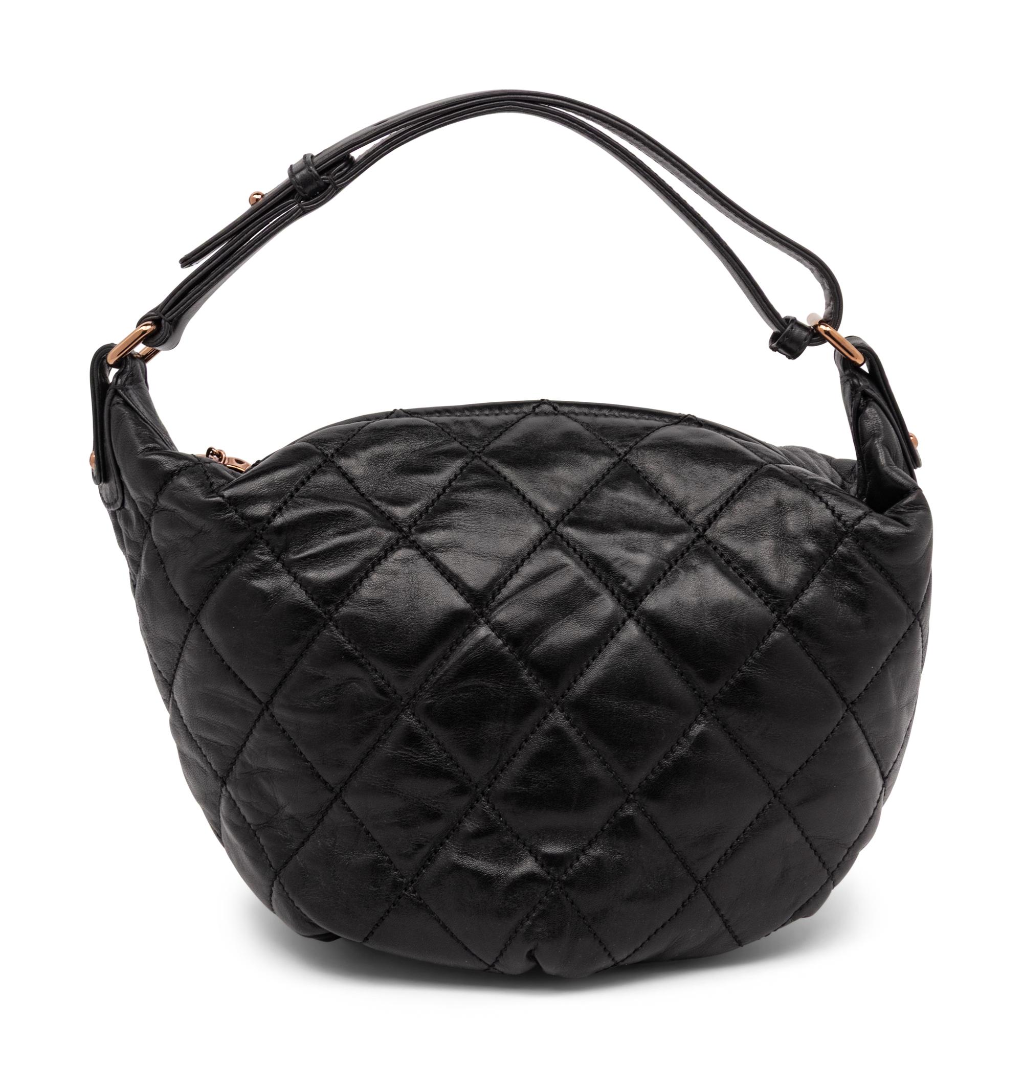 Chanel, Black Quilted Leather Hobo Bag