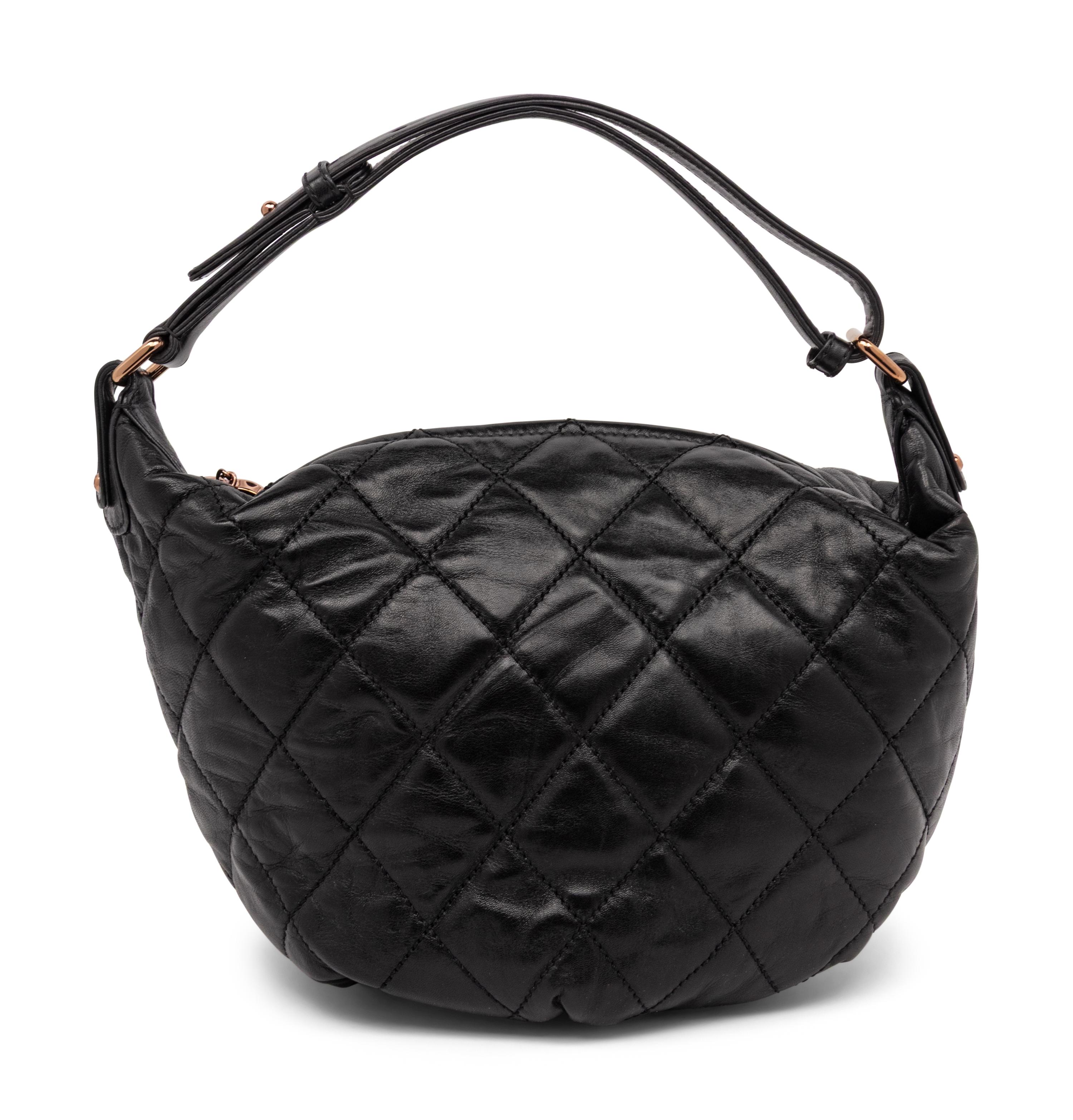 Chanel, Black Quilted Leather Hobo Bag