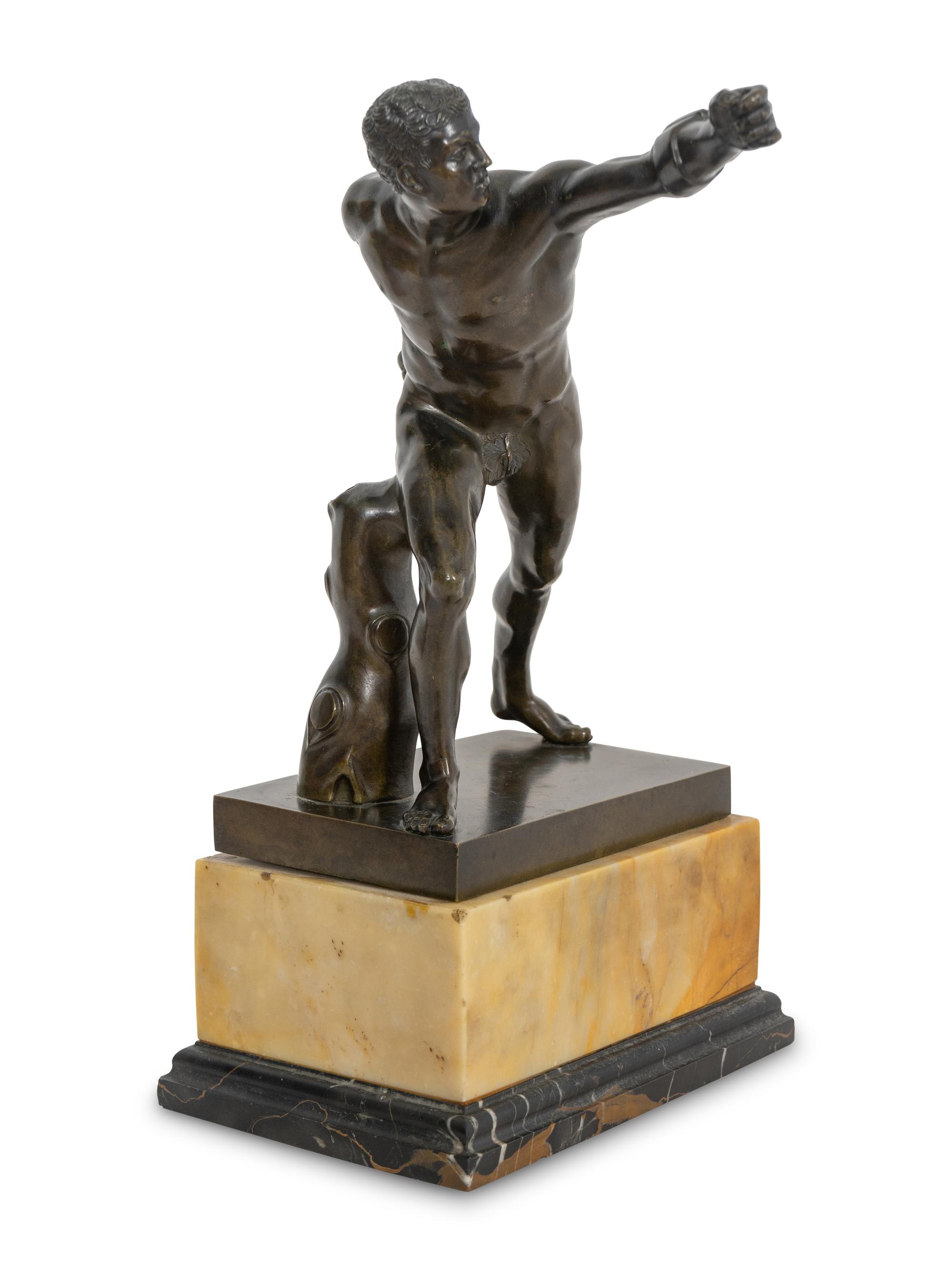 A Continental Bronze Figure of The Borghese Gladiator