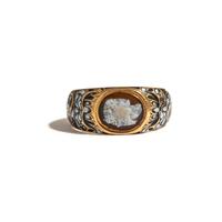GEORGIAN, YELLOW GOLD, HARDSTONE AND ENAMEL CAMEO RING