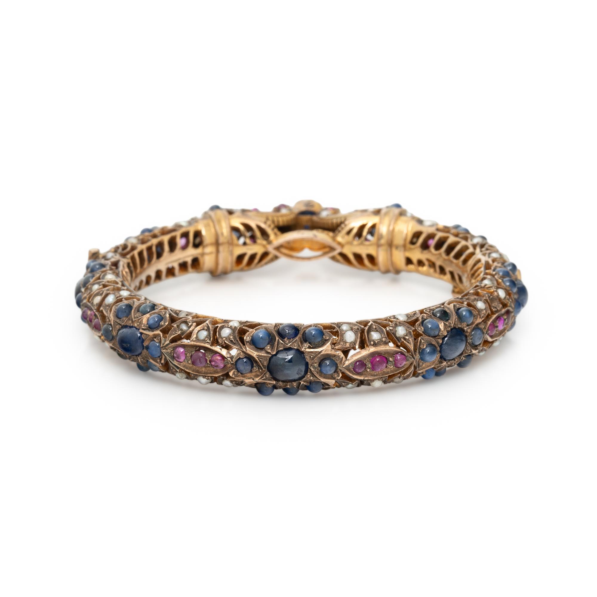 MUGHAL, SAPPHIRE, RUBY, AND SEED PEARL BRACELET