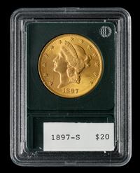 A United States 1897-S Liberty Head $20 Gold Coin