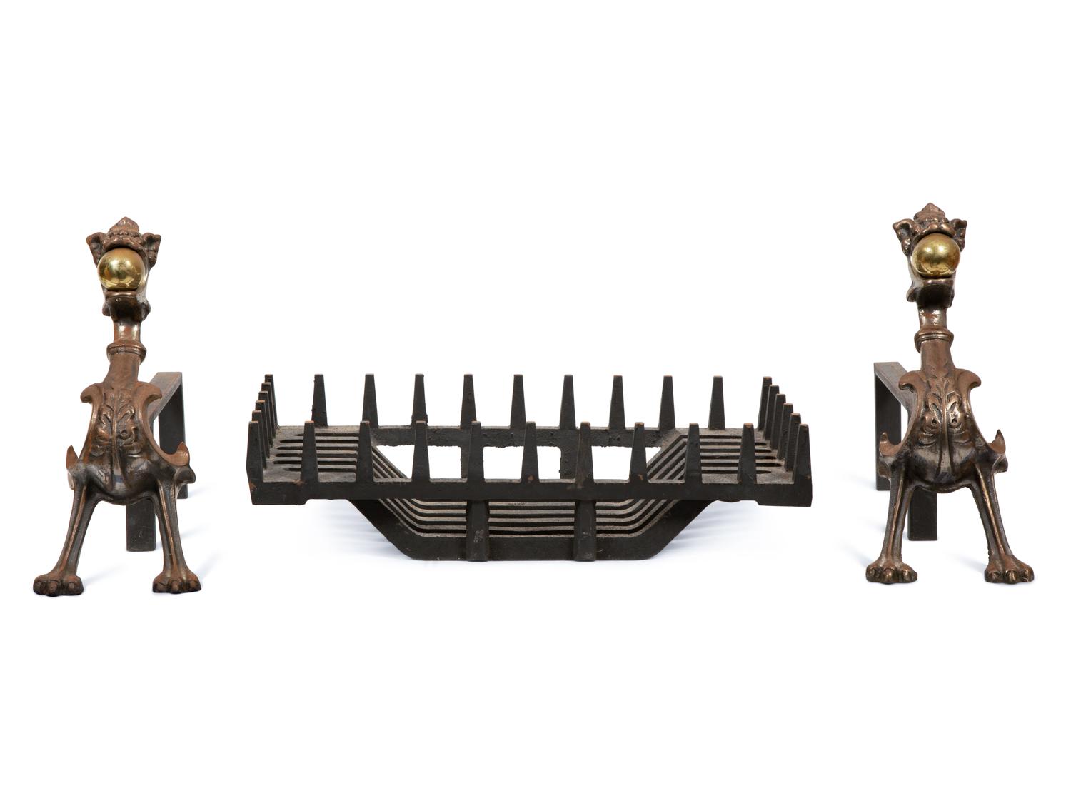 A Pair of Continental Cast Iron Figural Andirons