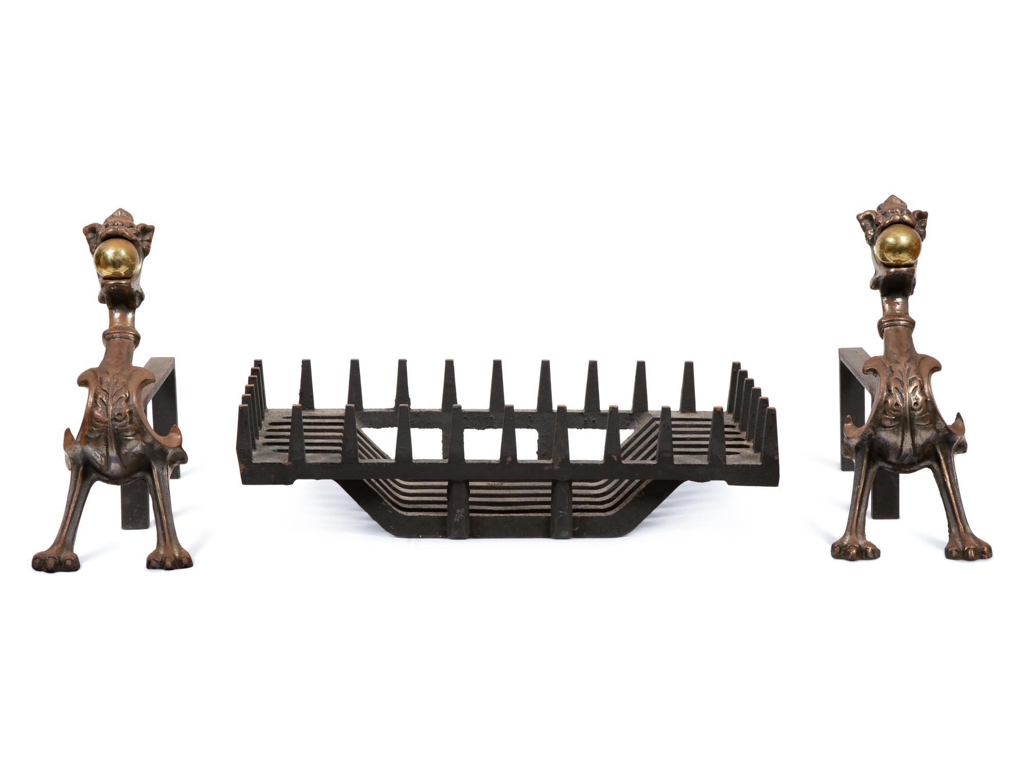 A Pair of Continental Cast Iron Figural Andirons