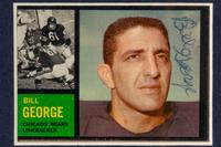 A Rare Chicago Bears Hall of Fame Bill George Signed 1962 Topps Card Display