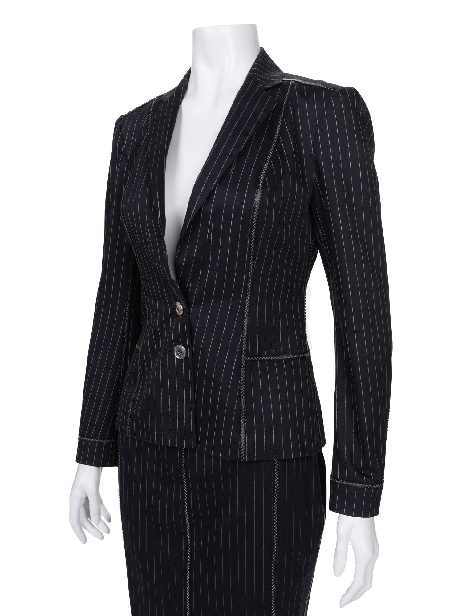 Christian Dior Pinstripe Three-Piece Set, Including Jacket, Pants, and Skirt, 1990-2000s