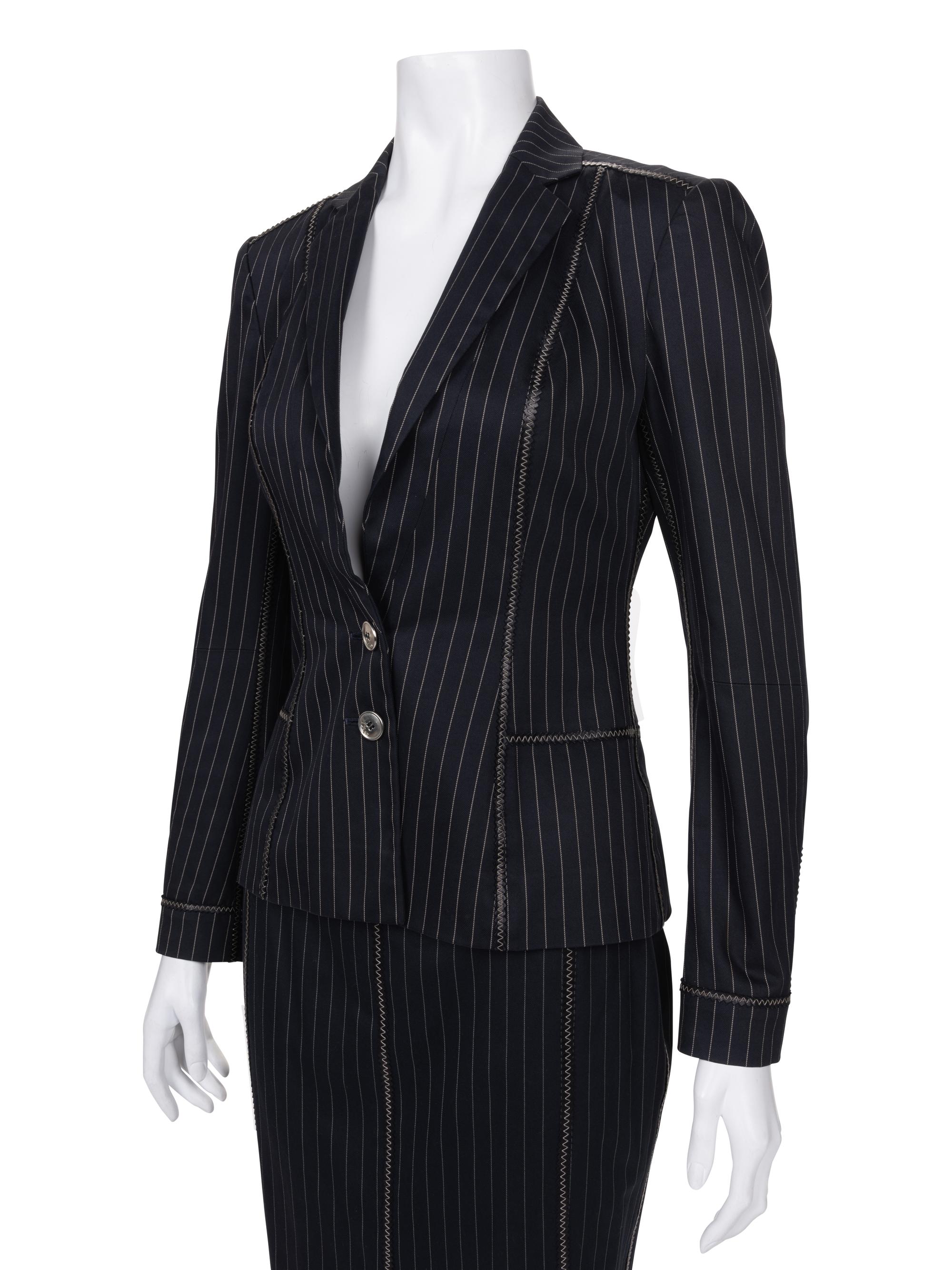 Christian Dior Pinstripe Three-Piece Set, Including Jacket, Pants, and Skirt, 1990-2000s