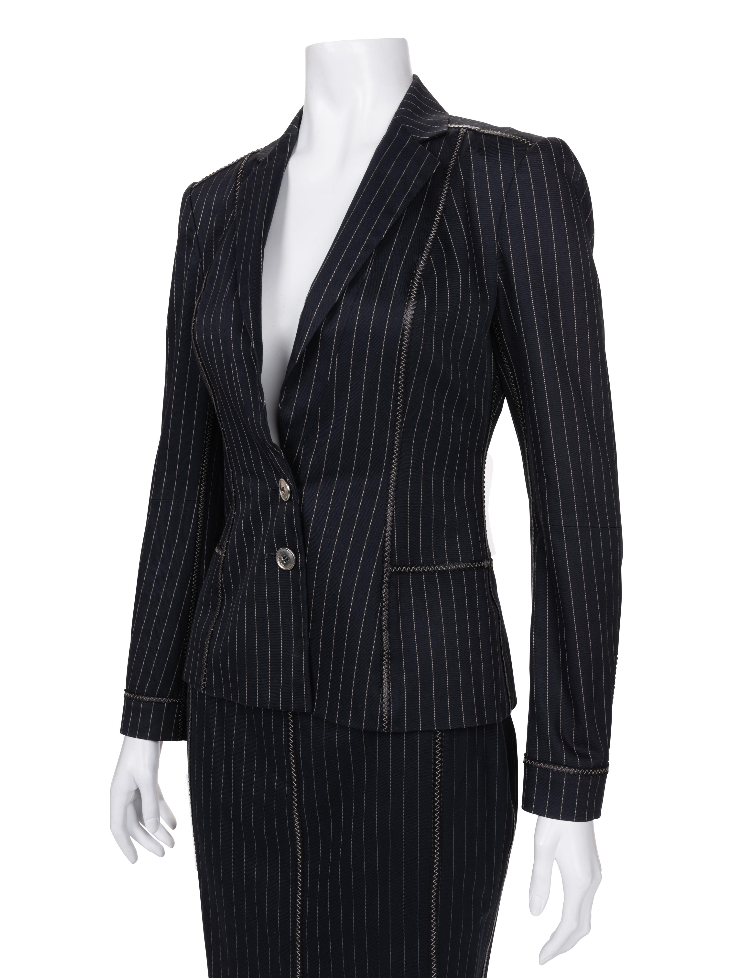 Christian Dior Pinstripe Three-Piece Set, Including Jacket, Pants, and Skirt, 1990-2000s