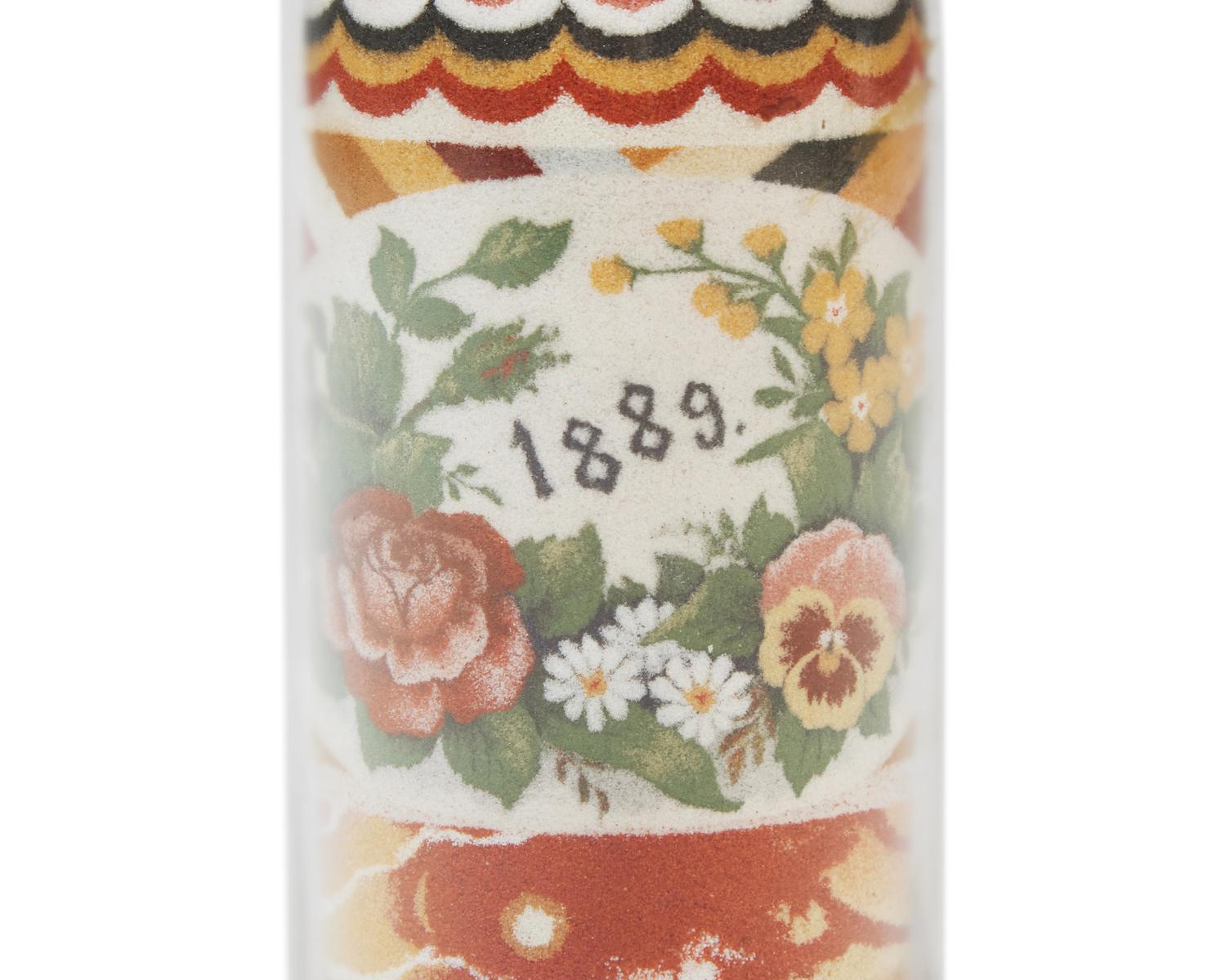 A Sand Art Bottle, Andrew Clemens (1857-1894) McGregor, Iowa, Dated "1889"