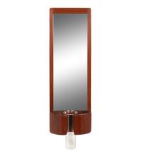Teak Framed Mirror with Glass Bud Vase