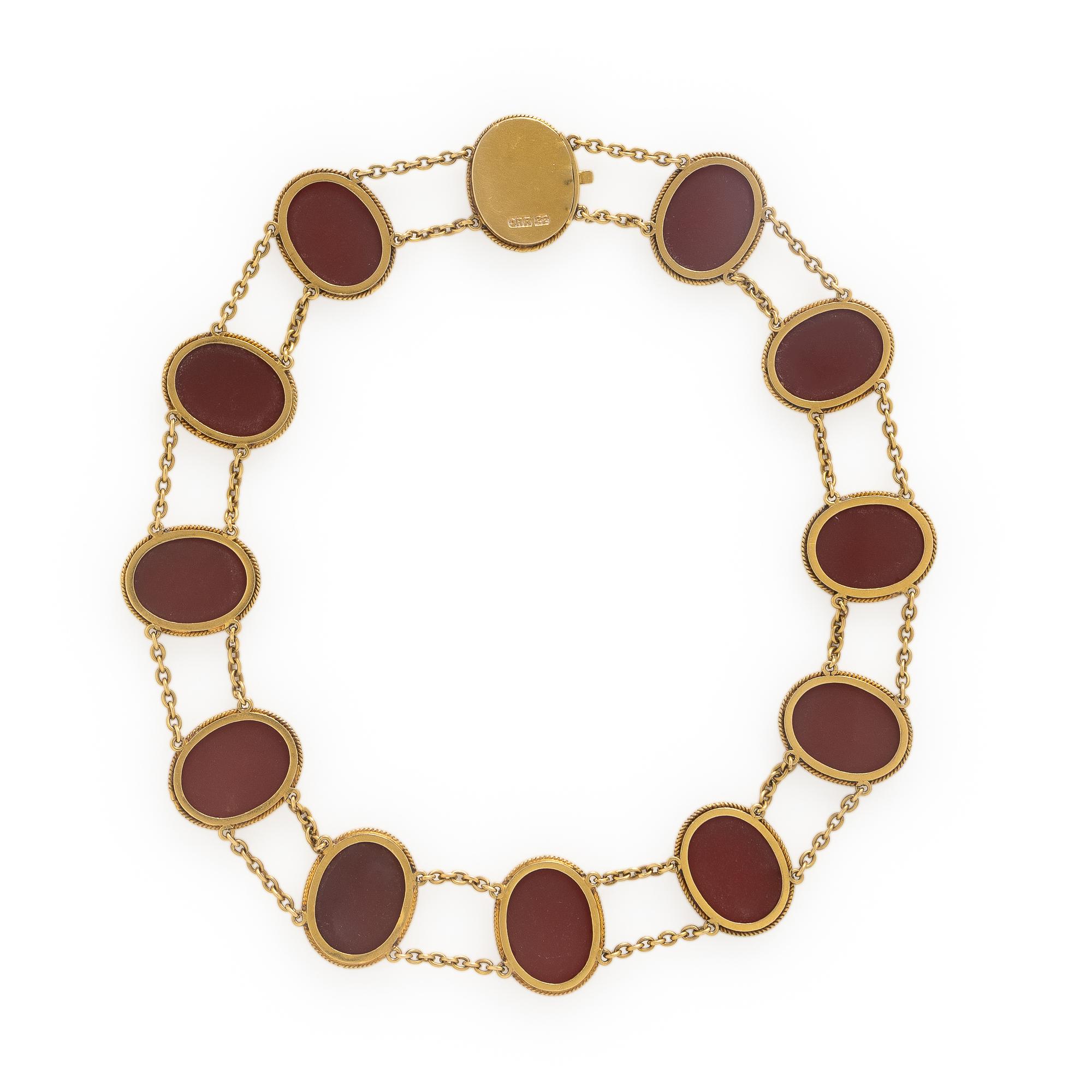 Carnelian and Yellow Gold Necklace