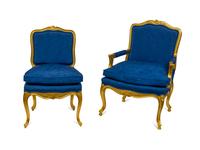 A Set of Fourteen Italian Louis XV Style Giltwood Dining Chairs — ANSELMO BONORA, 20TH CENTURY